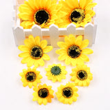10Pcs Mini Silk Sunflower Artificial Daisy Flower Heads For Wedding Party Decoration DIY Gift Box Wreath Craft Fake Flowers