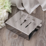 Popxstar Stainless Steel Napkin Rack Box Tissue Holder Cutlery Floral Hollow-Out Design