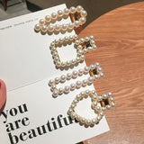 Popxstar Woman Elegant Geometric Pearl Hairpins Korean Style Hair Clips Alloy Barrettes Girls Hair Accessories Hair Grips Headwear