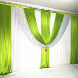 Popxstar 3*6m Silver Sequin Green Drapes White Wedding Backdrop Curtain Set Wedding Stage Decoration Party Wedding Wall Backdrop Curtain