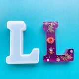 Popxstar Jewelry Pendant Alphabet Epoxy Resin Mould English Letter Silicone Mold Keychain Pendant for Birthday Home Decoration