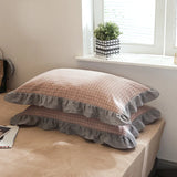 2 pcs Plaid Stripes Cotton Pillow Cover European Princess Style Ruffle Trim 48x74cm Home Textile Sleeping Soft Fabric Pillowcase