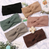 Popxstar Donarsei Korea Winter Wide Knitting Cross Headband For Women Fashion Solid Color Elastic Yoga Turban Bandage Bandanas HairBands