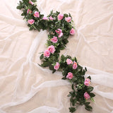 Popxstar Silk Artificial Rose Vine Hanging Flowers for Wall Christmas Rattan Fake Plants Leaves Garland Romantic Wedding Home Decoration