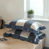 2 pcs Plaid Stripes Cotton Pillow Cover European Princess Style Ruffle Trim 48x74cm Home Textile Sleeping Soft Fabric Pillowcase