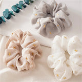 Popxstar Star Scrunchies Chiffon Hair Ties for Woman Girls Rubber Band Women Elastic Hairband Hair Accessories Headwear Tiara