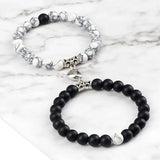 Popxstar Valentines Day Gift 2Pcs/Set Beads Bracelet For Lovers Natural Stone Distance Heart Magnet Couple Bracelets Friendship Fashion Jewelry Gift