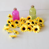 Popxstar  100pcs/lot 4cm Mini Silk Sunflower Artificial Flowers Head For Wedding Home Decoration DIY Wreath Scrapbooking Fake Flowers