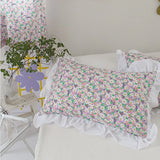 48x74cm  Pink Twin Heart Rabbit Pillow Case Cover Cotton Hairball Ruffle Pillowcase Girl Cute Bedding Toy Bedroom Home Decor
