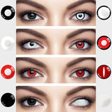 Popxstar 2pcs Halloween Colorful Contact Lenses Anime Cosplay Eye Lenses Multicolored Lenses Lenses White Black Red Lenses