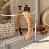 Popxstar Winter Fashion Coffee Color Lattice Sponge Headband for Womens Girl Plush Wide Side Hairband Velvet Hair Hoop  Hair Accessories