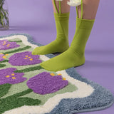 Popxstar  Fluffy Bathmat Minimalist Floral Bathroom Rug Tub Side Carpet Function Entrance Floor Mat Anti Slip Pad Aesthetic Home Decor