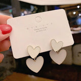 Popxstar Korean Fashion Jewelry Shining Rhinestone Hollow Heart Drop Earrings for Women Girls Vintage Red Crystal Earrings