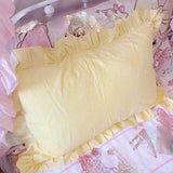 48x74cm  Pink Twin Heart Rabbit Pillow Case Cover Cotton Hairball Ruffle Pillowcase Girl Cute Bedding Toy Bedroom Home Decor