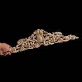 Popxstar Long Rose Flower Exquisite Carving Natural Wood Appliques Furniture Wooden Mouldings Wmqe Vintage Unpainted Decoration Decal