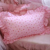 48x74cm  Pink Twin Heart Rabbit Pillow Case Cover Cotton Hairball Ruffle Pillowcase Girl Cute Bedding Toy Bedroom Home Decor