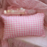 48x74cm  Pink Twin Heart Rabbit Pillow Case Cover Cotton Hairball Ruffle Pillowcase Girl Cute Bedding Toy Bedroom Home Decor