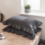 2 pcs Plaid Stripes Cotton Pillow Cover European Princess Style Ruffle Trim 48x74cm Home Textile Sleeping Soft Fabric Pillowcase