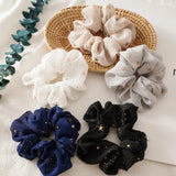 Popxstar Star Scrunchies Chiffon Hair Ties for Woman Girls Rubber Band Women Elastic Hairband Hair Accessories Headwear Tiara