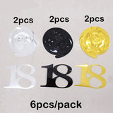Popxstar 6pcs/pack Spiral 18 21 25 30 40 50 60 70 80 90 Years Old Birthday Swirls Hanging Ornaments Black Gold Silver birthday Decor