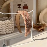Popxstar Winter Fashion Coffee Color Lattice Sponge Headband for Womens Girl Plush Wide Side Hairband Velvet Hair Hoop  Hair Accessories