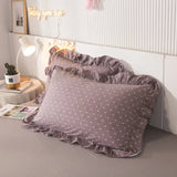2 pcs Plaid Stripes Cotton Pillow Cover European Princess Style Ruffle Trim 48x74cm Home Textile Sleeping Soft Fabric Pillowcase