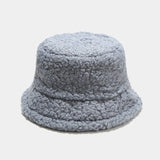 Popxstar Lamb Faux Fur Bucket Hat Winter Warm Teddy Velvet Hats Caps For Women Lady Outdoor Panama Fisherman Hat