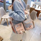 Popxstar Large Capacity Tote Bags Trendy Nylon Patchwork Shoulder School Book Bag for Teenage Girls Fashion Student Handbag Crossbody Sac