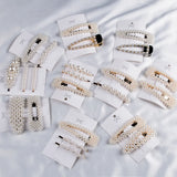 Popxstar Woman Elegant Geometric Pearl Hairpins Korean Style Hair Clips Alloy Barrettes Girls Hair Accessories Hair Grips Headwear