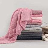Popxstar Women Cotton Linen Scarf Shawl Hijab Muslim Long Headscarf Scarves Head Wraps Solid Scarves Female Plain Head Scarf