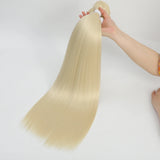Popxstar Bone Straight Hair Bundles Salon Natural Hair Extensions Fake Fibers Super Long Synthetic Yaki Straight Hair Weaving Full to End