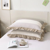 2 pcs Plaid Stripes Cotton Pillow Cover European Princess Style Ruffle Trim 48x74cm Home Textile Sleeping Soft Fabric Pillowcase