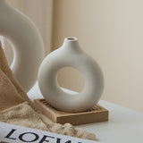 apartment decor inspiration Ceramic Vase Circle Vase Ins Decoration Creative Ceramic Crafts Living Room Vase Ceramic