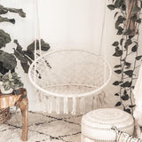 room inspo INS Nordic Style Tassel Hanging Basket Indoor B &amp; B Hanging Chair Outdoor Garden Hammock Courtyard Cotton Rope Woven Hanging Basket