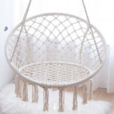 room inspo INS Nordic Style Tassel Hanging Basket Indoor B &amp; B Hanging Chair Outdoor Garden Hammock Courtyard Cotton Rope Woven Hanging Basket