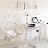 room inspo INS Nordic Style Tassel Hanging Basket Indoor B &amp; B Hanging Chair Outdoor Garden Hammock Courtyard Cotton Rope Woven Hanging Basket