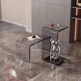 apartment decor inspiration Light Luxury Acrylic Side Table Sofa Small Side Table Simple Living Room Internet Celebrity Bay Window Coffee Table Nordic Bedroom Transparent Corner Table