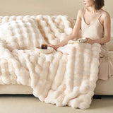 room inspo Bubble Velvet Double-Layer Blanket Thickened Warm Soft Light Luxury Style Imitation Rabbit Velvet Blanket Living Room Bedroom Sofa Blanket