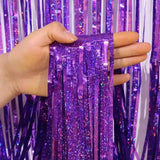 Popxstar  1pc 1*2M laser pink Party Backdrop Curtains Glitter Tinsel Fringe Foil Curtain Birthday Wedding Decoration Adult Anniversary Dec
