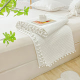 Popxstar INS Style White Ball Edge Quilted Quilt Blanket Bedspread Washed Solid Color Korean Princess Style Summer Thin Quilt 1/3Pc