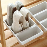 2PCS Practical Plastic 3 Grid Shoe Rack Nordic Style Space Saving Oblique Plug-In Shoe Storage Rack Large Shoes Holder Hotel