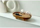 Popxstar Retro Japanese Solid Wood Tray Earring Jewelry Plate Perfume Shelf Cosmetics Storage Entrance Key Storage Tray Home Decorations