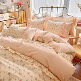 Popxstar room inspo ideas 3pcs 100% Cotton Duvet Cover Set (1*Duvet Cover + 2*Pillowcase, Without Core), Korean lace Bedding Set, Soft Comfortable