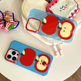 Popxstar  Korea Lovely Apple Funny DIY Red Nose Transparent Blue Soft Mobile Phone Protective Cover Case for iPhone 16 15 14 13 12 Pro Max