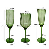 Popxstar  1Pcs Vintage Green Champagne Glass Home Party Goblets Red Wine Cup Wave Pattern White Wine Flute Whisky Cup For Party Wedding