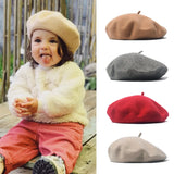 Popxstar Wool Baby Girl Hat Winter Autumn Kids Beret Hat for Girls Accessories Fashion Baby Cap Infant Stuff 1-4Y