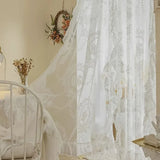French White Embroidery Ruffle Tulle Curtains with Valance For Girls Bedroom Living Room Sheer Drapes Home Decor