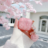 Popxstar  Black Pearl Shell Pink Leopard Print TPU Case Love Heart Pendant Protection Cover for Apple AirPods Pro 2 3 4 Silicone Cases