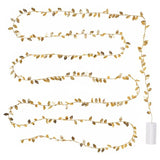 Popxstar 2M 20LED Golden Leaves String Fairy Lights For Wedding Birthday Party Decoration Home Garden Artificial Plant Garland Vine Light