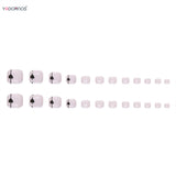 Popxstar  24pcs French False Toenails Nude Color with Glitter Rhinestone Press on Toe Nails Full Cover Wearable Artificial Stick-on Nails